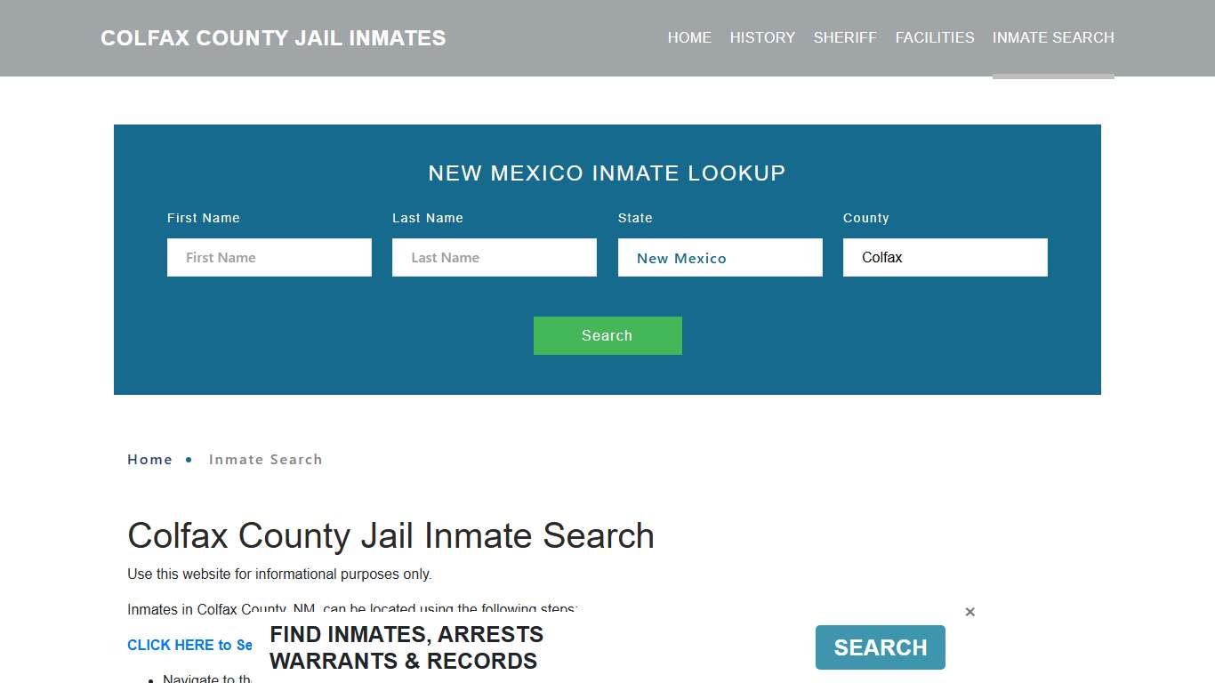 Colfax County, NM Detainee Lookup